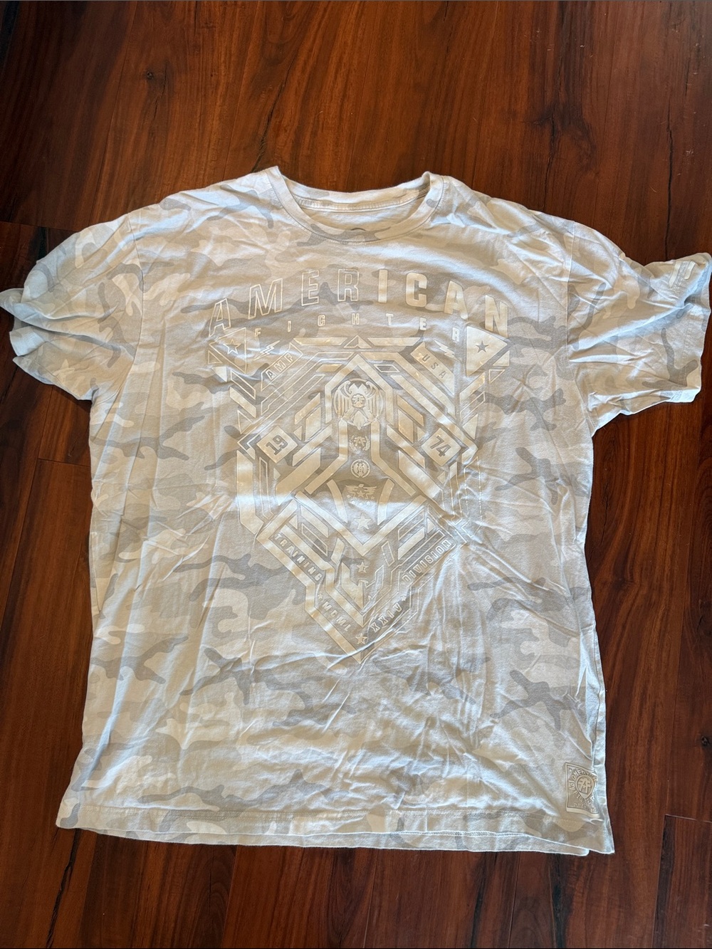 American Fighter White and Light Gray Camo Graphic Tee